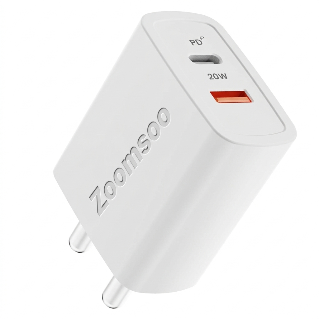 Zoomsoo 20W Dual-Port Fast Charger - White